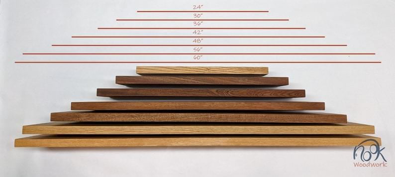 Long Oak Floating Shelves Custom 12” to 60” Lengths