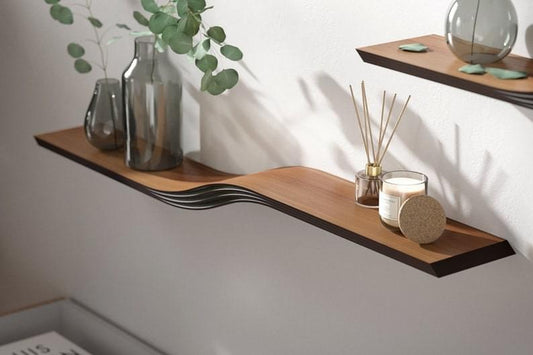Floating Wave Wooden Wall Shelf