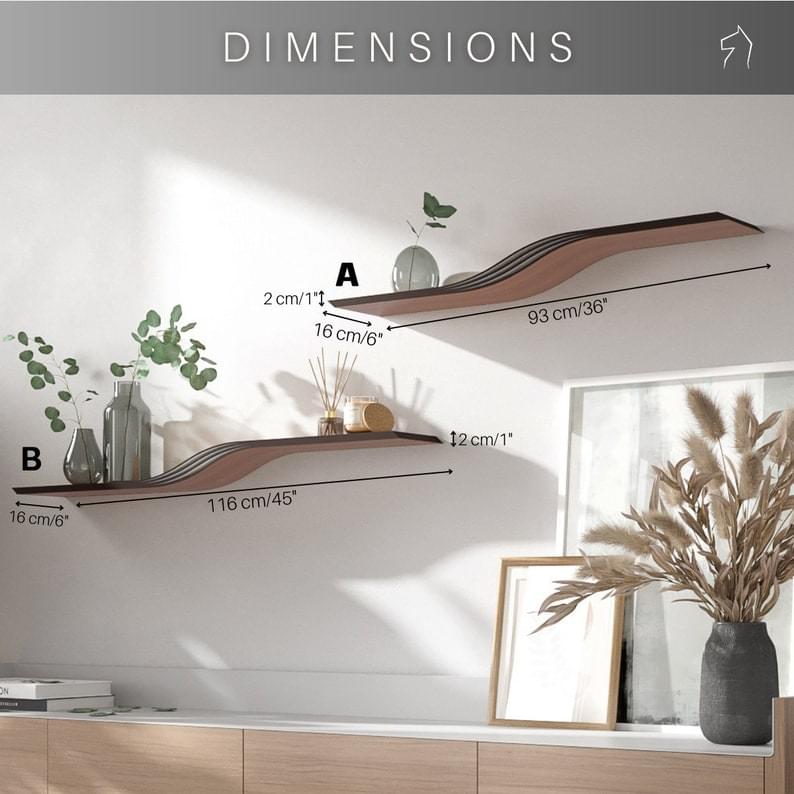 Floating Wave Wooden Wall Shelf