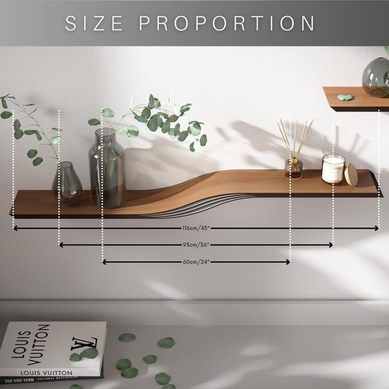 Floating Wave Wooden Wall Shelf