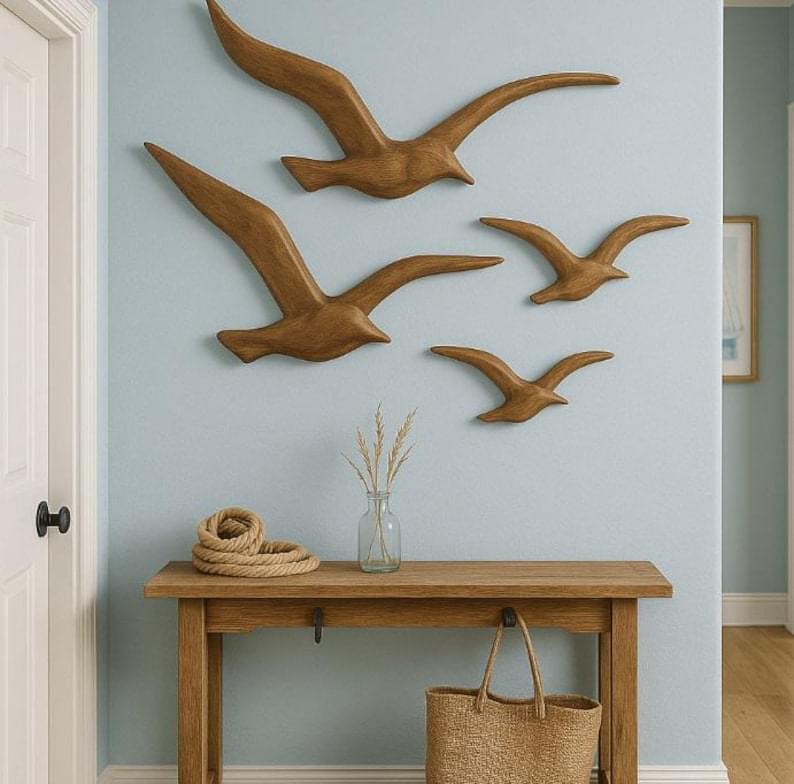 Wooden Seagulls Wall Decor 3-Piece Set