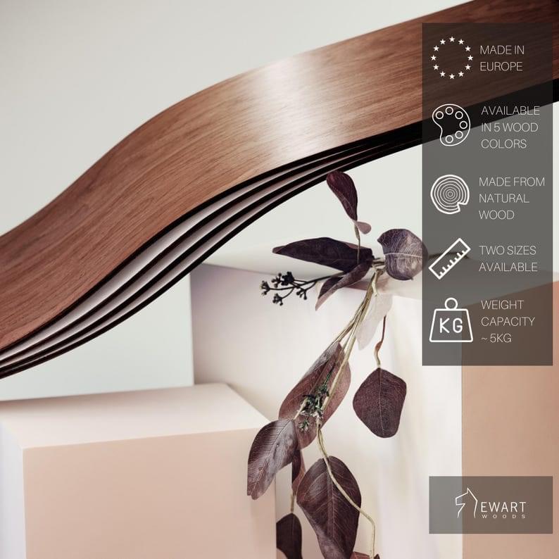 Floating Wave Wooden Wall Shelf