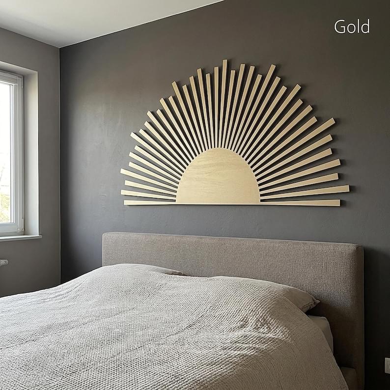 Wood Sun Wall Art  Modern Sunrise Decor