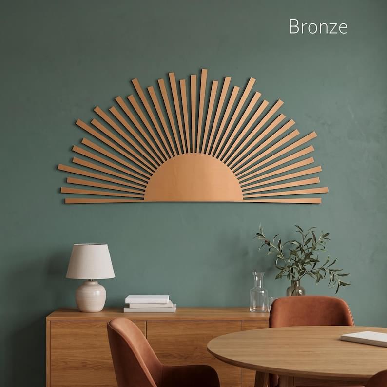 Wood Sun Wall Art  Modern Sunrise Decor