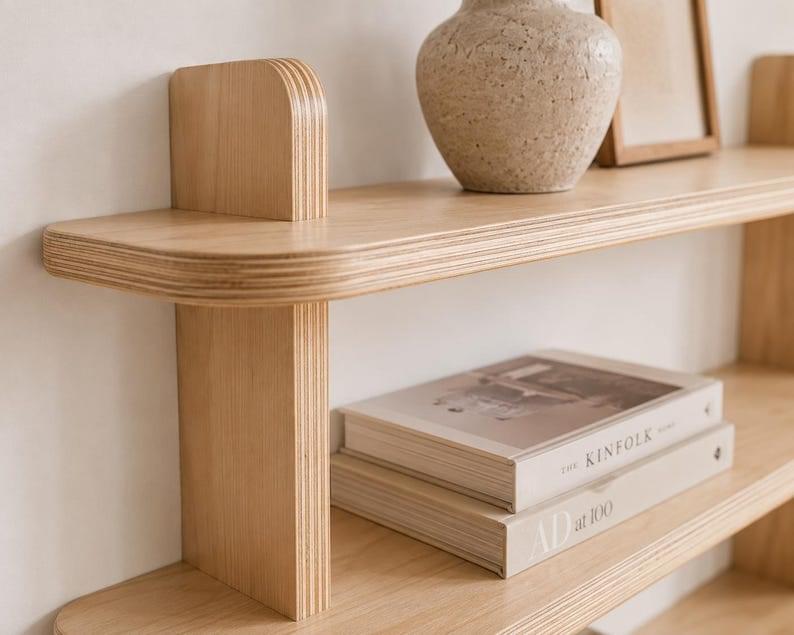 Handcrafted Wooden Wall Shelf Scandinavian Floating Wall Decor