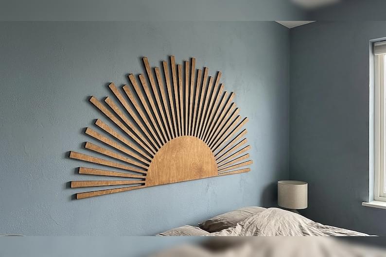 Wood Sun Wall Art  Modern Sunrise Decor