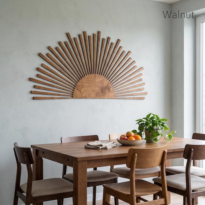 Wood Sun Wall Art  Modern Sunrise Decor