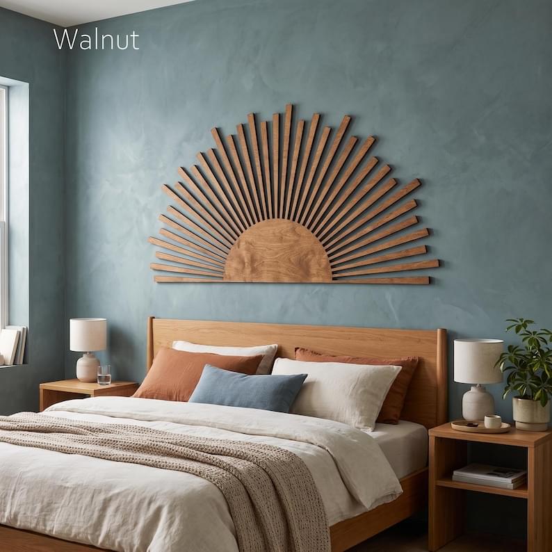 Wood Sun Wall Art  Modern Sunrise Decor