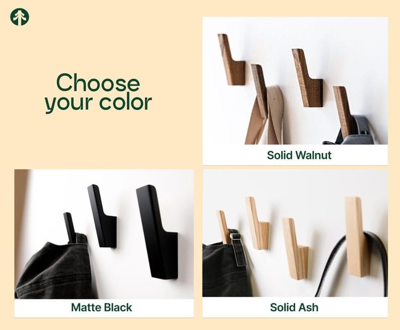 Handcrafted Wooden Wall Hook  Minimalist Entryway & Home Decor