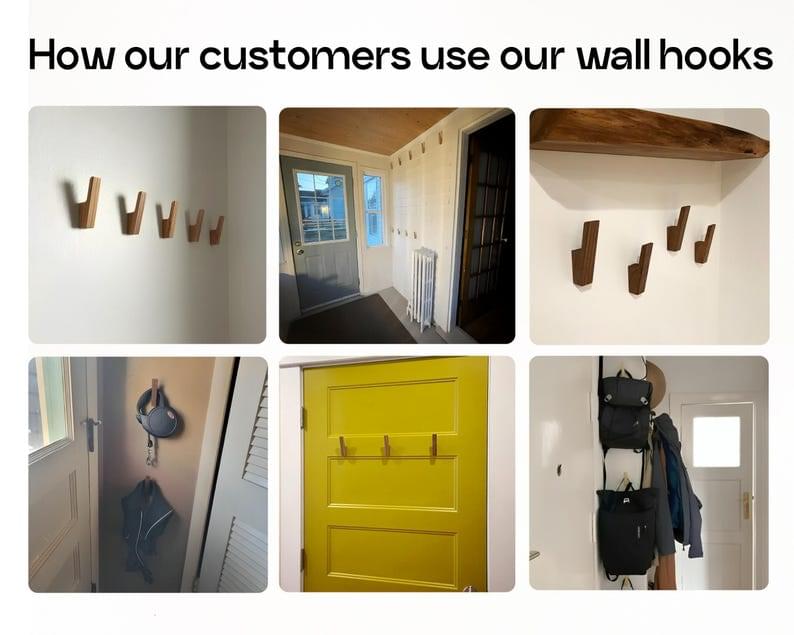 Handcrafted Wooden Wall Hook  Minimalist Entryway & Home Decor